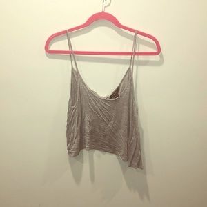 Grey Crop Top With Open Back Detail